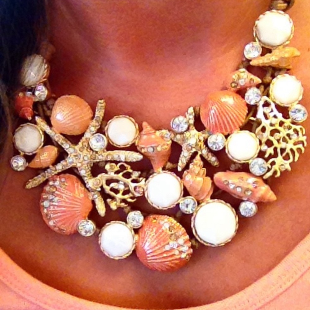 Coral and Shell Statement Necklace